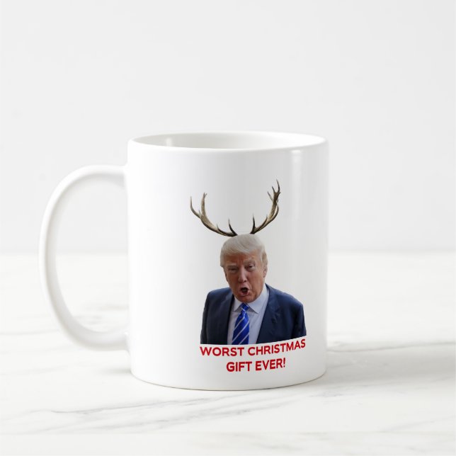 Trump, den värsta julklappen någonsin! kaffemugg (Vänster)