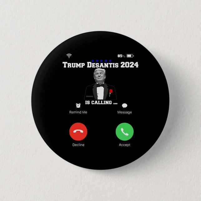 Trump Desantis 2024 Kallar Republikansk Val Knapp (Framsida)