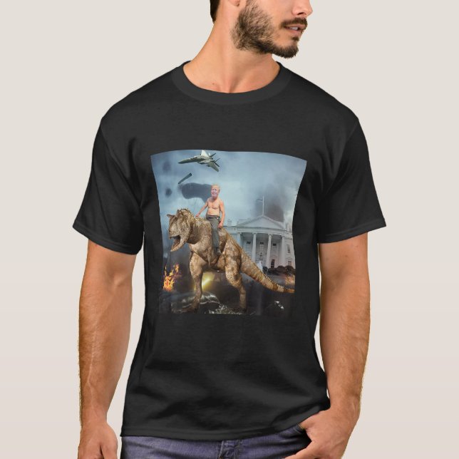 Trump Dino RIder Funny T Shirt (Framsida)