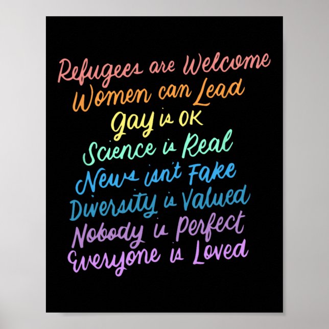 Trump Diversity Science Refugees Kärlek Womens Hög Poster (Framsidan)