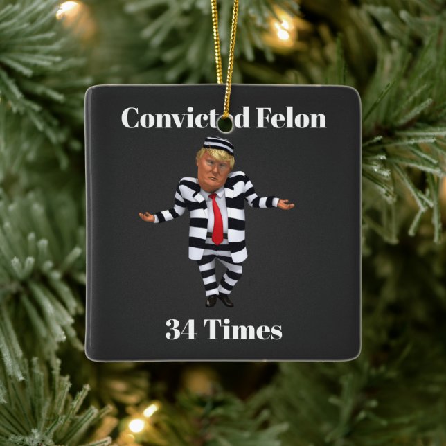 Trump dömd Felon Ceramic Ornament (Träd)