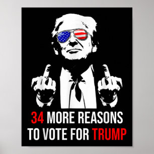 Trump dömd Felon, ytterligare 34 skäl att rösta fö Poster