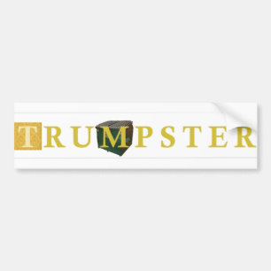 Trump Dumpster Sticker 2 - Guld, Clear Bildekal