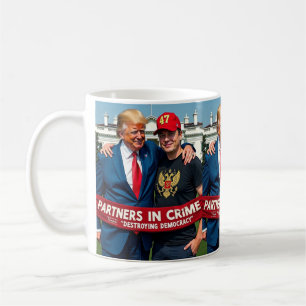 Trump Elon Partners in Crime AI Art Kaffemugg