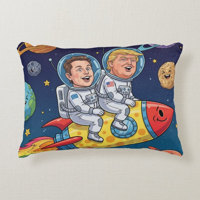 Trump & Elon Space Adventure, Cosmic Journey Prydnadskudde (Framsidan)