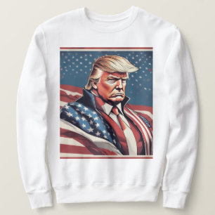 Trump Epic American Flagga Hoodie Lång Ärmad Tröja
