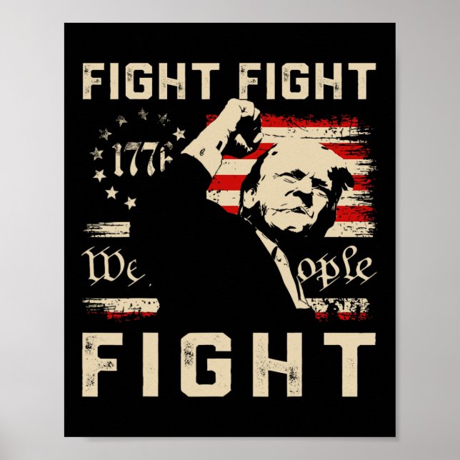 Trump Fight Fight Fight 1776 Vi People Flagga Tr Poster (Framsidan)