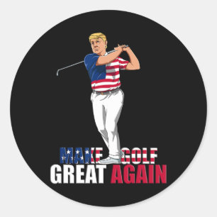 Trump - finansrik Golf Gift Runt Klistermärke