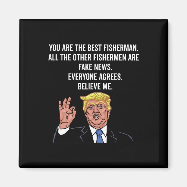 Trump Fisherman Funny Fisher Krok Gifts Magnet (Framsidan)