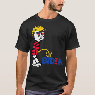 Trump Flag Sunglasses Peeing Pissing Pee On Biden, T Shirt