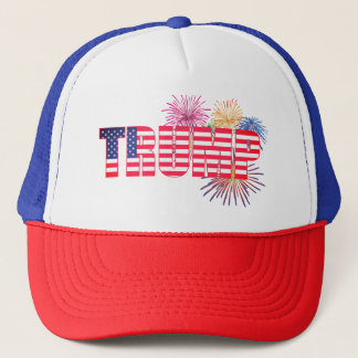 Trump Flagga och Fireworks Patriotic Truckerkeps