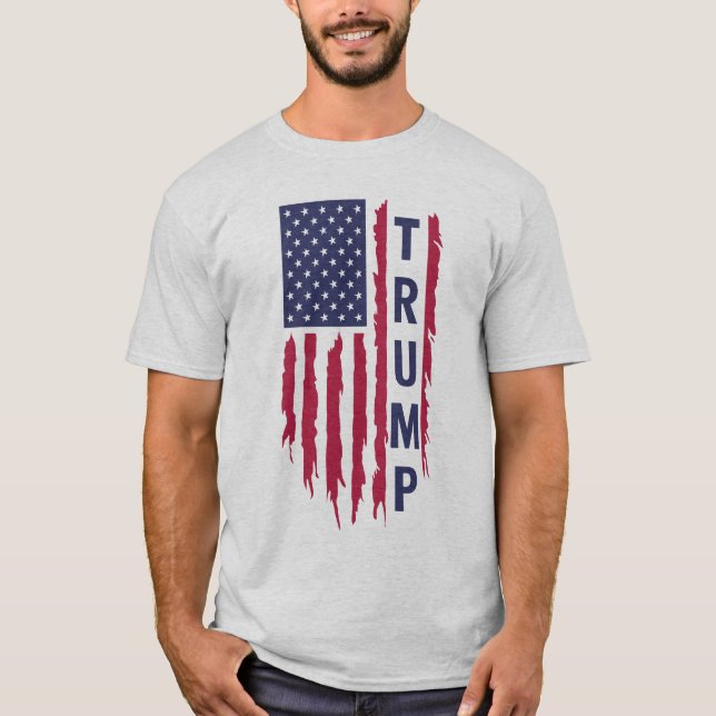 Trump Flagga Tee" - Patriotic Supporter T Shirt (Framsida)