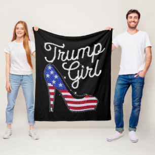 Trump Flicka Högt Klack Amerikas Flagga Bling Patr Fleecefilt
