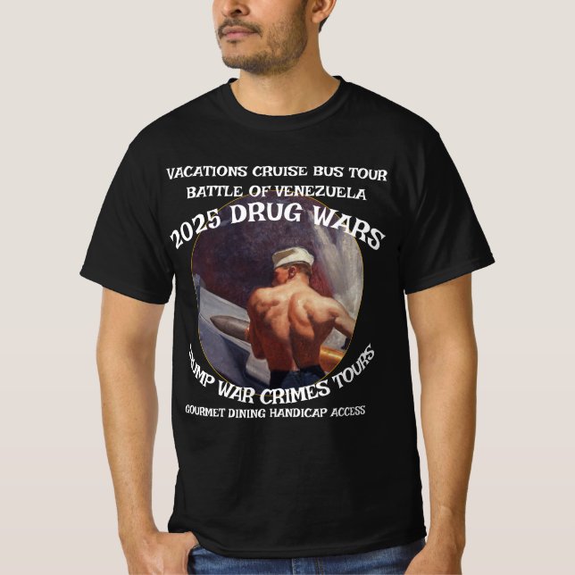 TRUMP FLOTTA DROGKRIG KARIBISK KRYSSNING 2025 T SHIRT (Framsida)