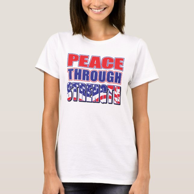 Trump för fred genom styrka t shirt (Framsida)