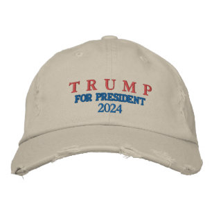 TRUMP FÖR PRESIDENT 2024 DISTRESSED CHINO CAP BRODERAD KEPS