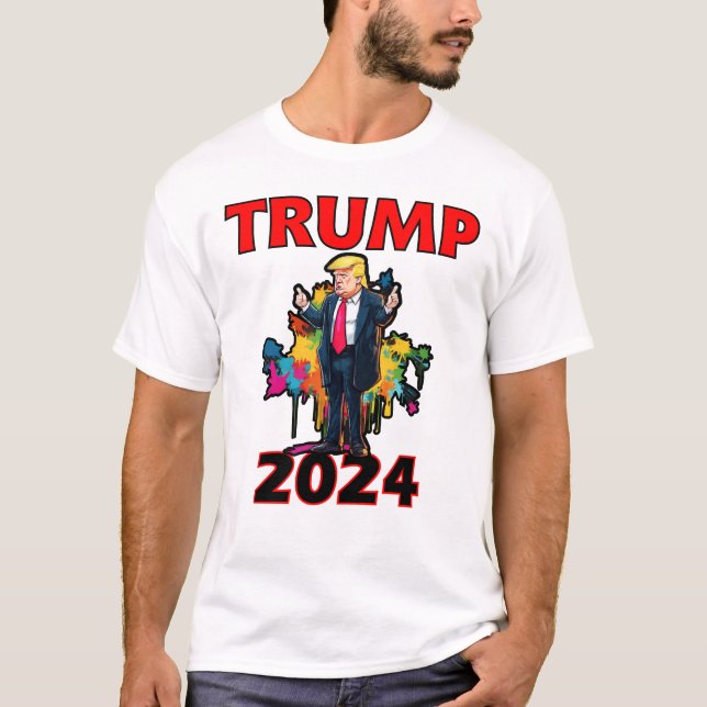 Trump för president 2024, Gör Amerika Underbart v1 T Shirt (Framsida)