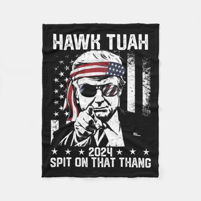 Trump funny Hawk Tush Spit på Thang Fleecefilt (Framsidan)
