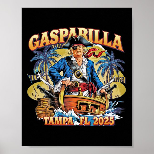 Trump Gasparilla Tampa Fl 2025 Pirat-festival Poster (Framsidan)