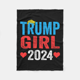 Trump Girl 2024 Cute Trump Flagga Women Girls Kids Fleecefilt