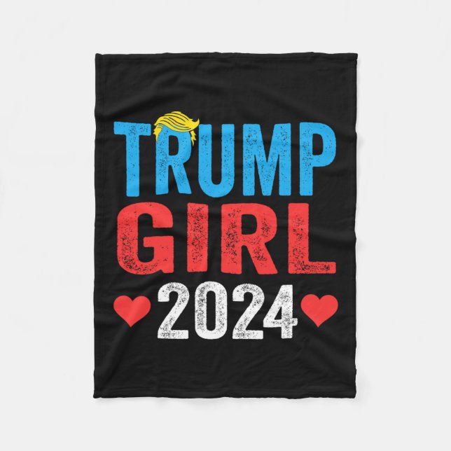 Trump Girl 2024 Cute Trump Flagga Women Girls Kids Fleecefilt (Framsidan)
