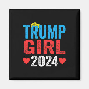 Trump Girl 2024 Cute Trump Flagga Women Girls Kids Magnet