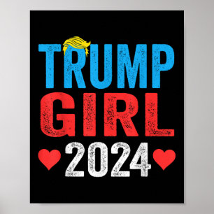 Trump Girl 2024 Cute Trump Flagga Women Girls Kids Poster