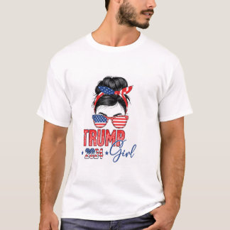 Trump Girl Funny Messy Bun T Shirt