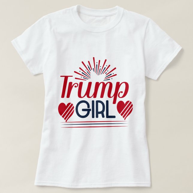 Trump Girl Hearts & Fireworks T Shirt (Design framsida)