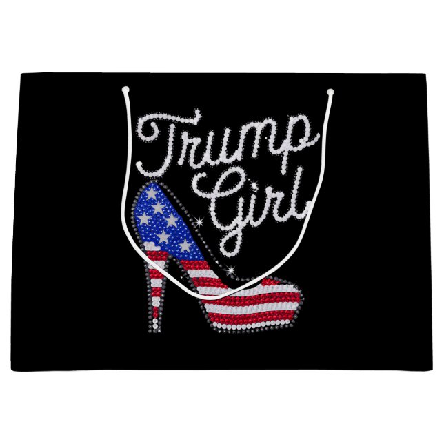 Trump Girl High Heel American Flagga Bling Patriot (Framsidan)