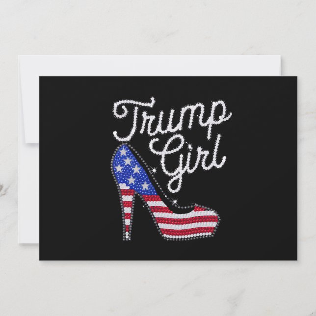 Trump Girl High Heel American Flagga Bling Patriot Inbjudningar (Framsida)