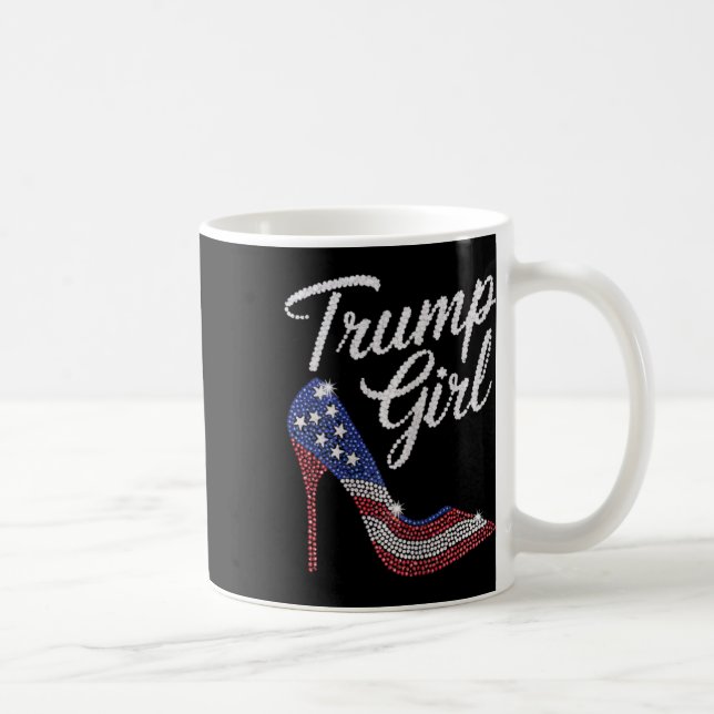 Trump Girl High Heel American Flagga Bling Patriot Kaffemugg (Höger)