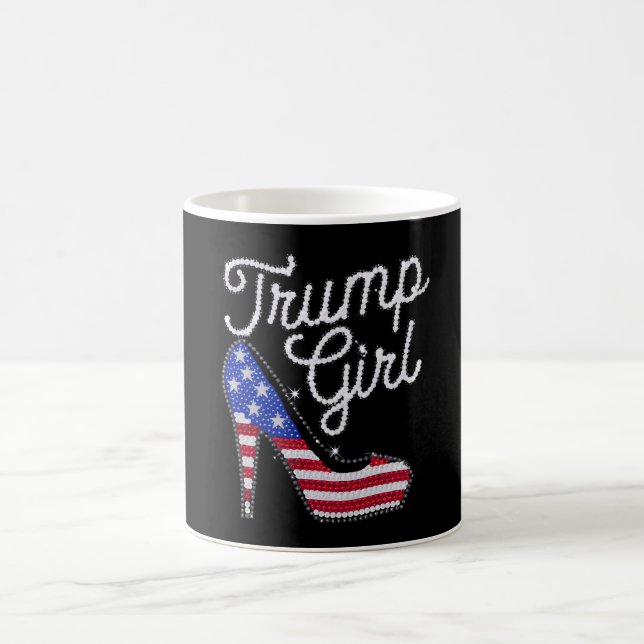 Trump Girl High Heel American Flagga Bling Patriot Kaffemugg (Center)