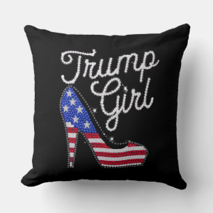 Trump Girl High Heel American Flagga Bling Patriot Kudde