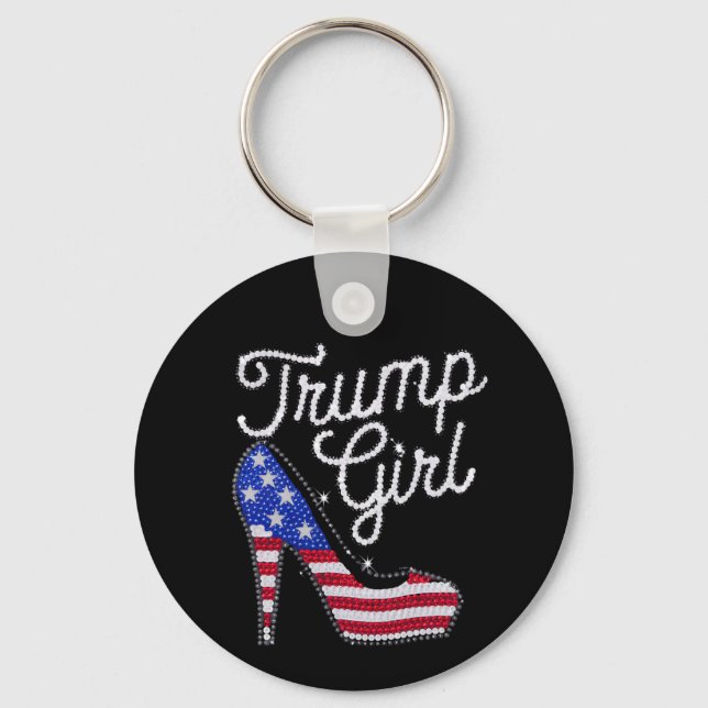 Trump Girl High Heel American Flagga Bling Patriot Nyckelring (Framsida)