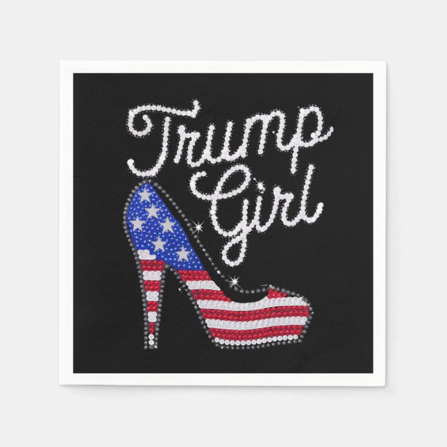 Trump Girl High Heel American Flagga Bling Patriot Pappersservett (Framsidan)