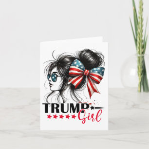 Trump Girl Messy Bun Sungles Trump 2024 USA flagga Kort