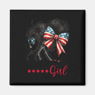 Trump Girl Messy Bun Sungles Trump 2024 USA flagga Magnet