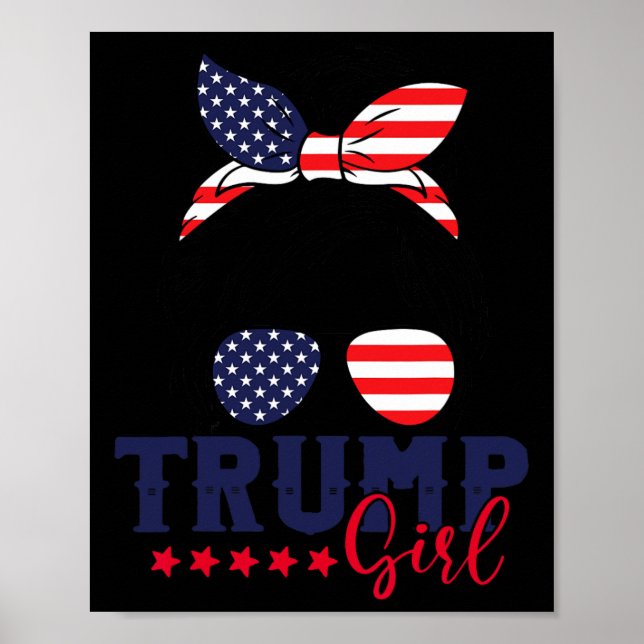 Trump Girl Messy Bun Trump 2024 Val American Poster (Framsidan)