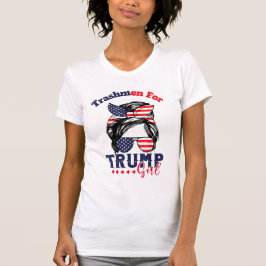 Trump Girl Messy Bun Val flagga T Shirt