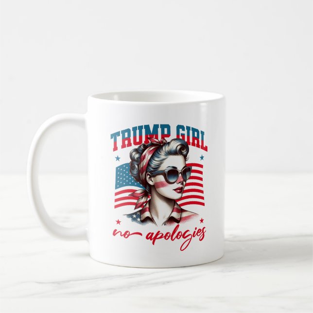 Trump Girl No Apologies Funny Republican Women Kaffemugg (Vänster)