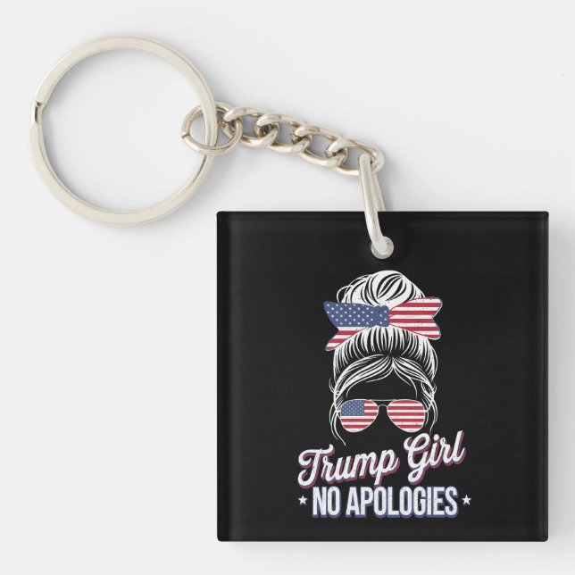 Trump Girl No Apologies Messy Bun Retro Vintage (Framsidan)