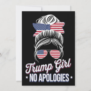 Trump Girl No Apologies Messy Bun Retro Vintage Inbjudningar