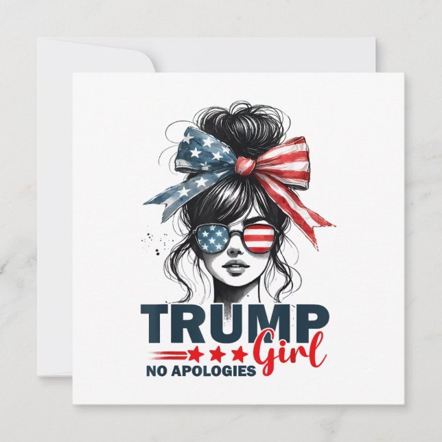 Trump Girl No Apologies Messy Bun Sunglasses Trump Inbjudningar (Framsida)