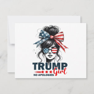Trump Girl No Apologies Messy Bun Sunglasses Trump Julkort