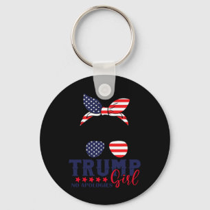 Trump Girl No Apologies Messy Bun Trump 2024 Ameri Nyckelring