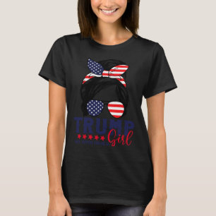 Trump Girl No Apologies Messy Bun Trump 2024 Ameri T Shirt