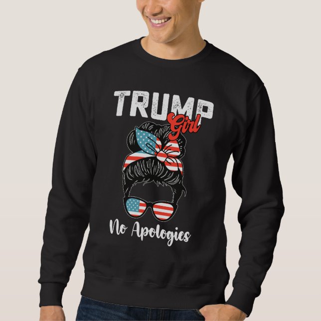 Trump Girl No Apologies Presidentval Lång Ärmad Tröja (Framsida)