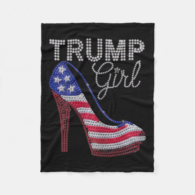 Trump Girl Stilettos High Heel American Flagga Bli Fleecefilt (Framsidan)
