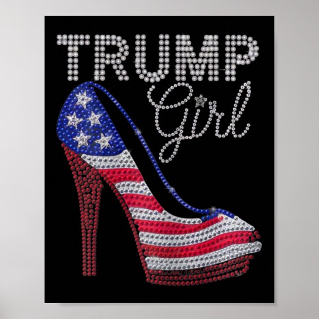Trump Girl Stilettos High Heel American Flagga Bli Poster (Framsidan)
